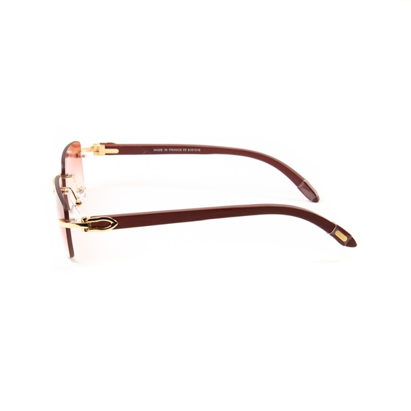 Mens Burgundy Tint Rimless Vintage Sunglasses - Picture 5 of 5